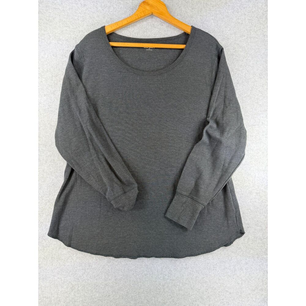Old Navy Women’s XXL Charcoal Gray Waffle Knit Long Sleeve Thermal Top 3625